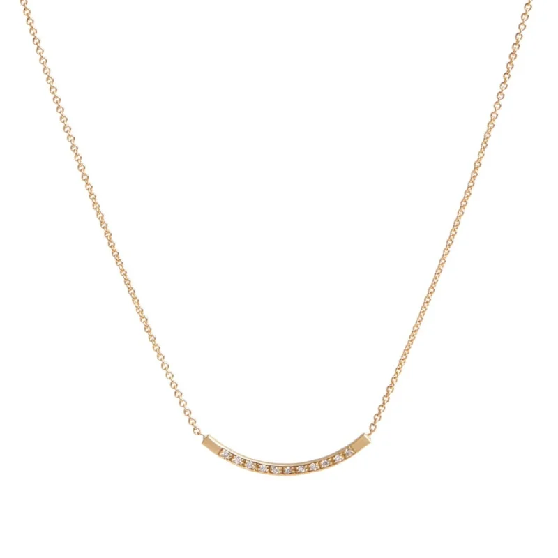 special occasion necklaces for women -<!--NK996dia--> pavé curved edgy bar necklace