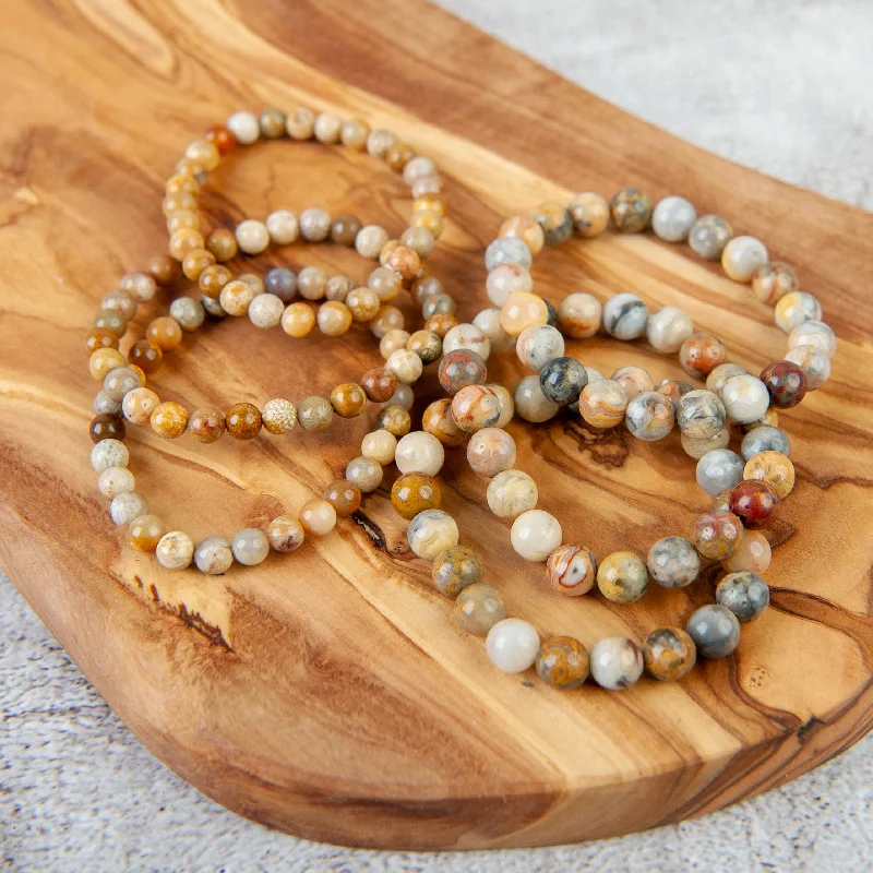 bohemian bracelets for women -bohemian bracelets for women -Yellow Crazy Lace Agate Beaded Bracelet