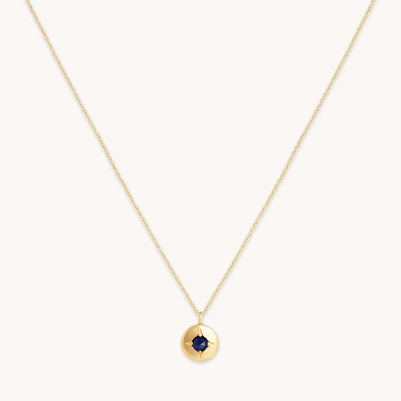 symbolic necklaces for women -September Sapphire Birthstone Necklace in Solid Gold