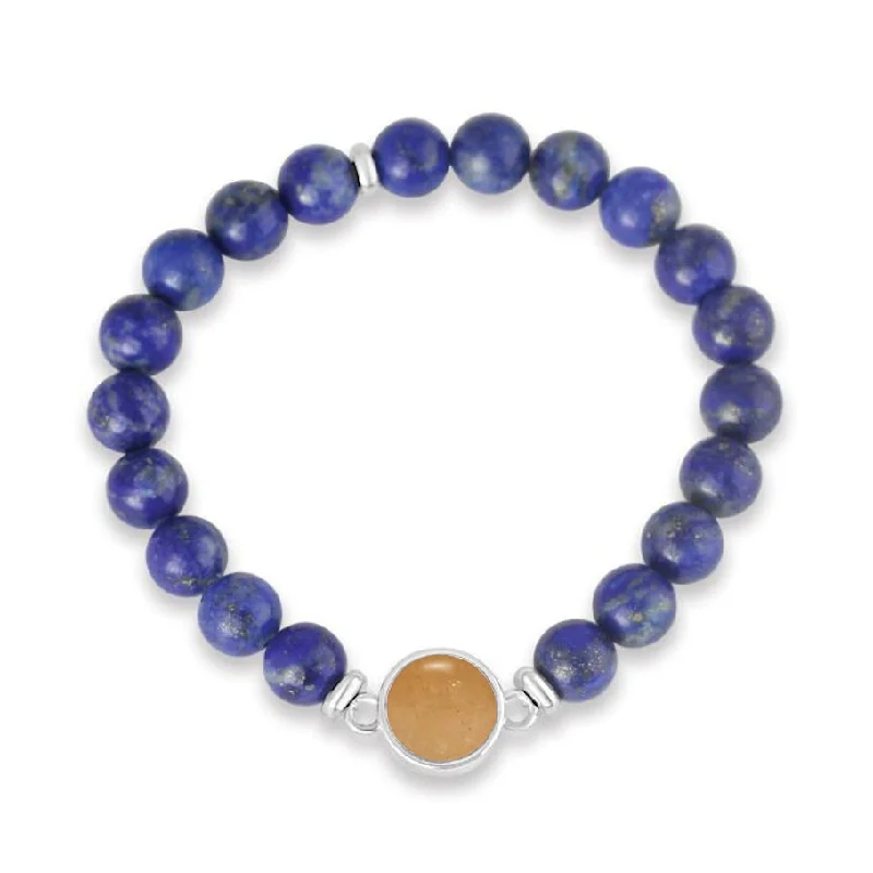 trendy bracelets for women -trendy bracelets for women -Round Beaded Bracelet - Lapis