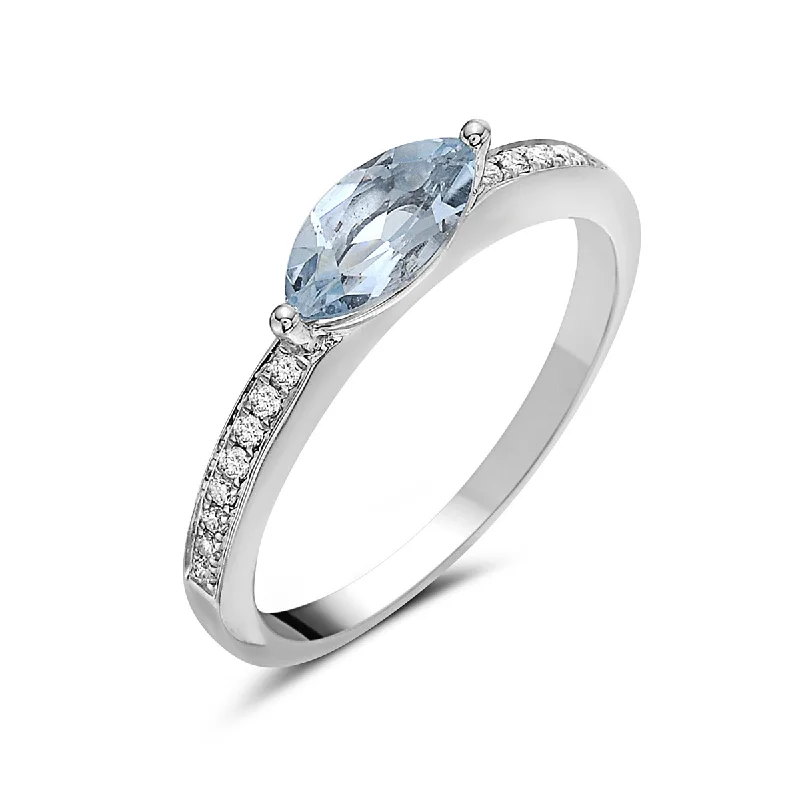 diamond rings for women -Aquamarine And Diamond Fashion Band