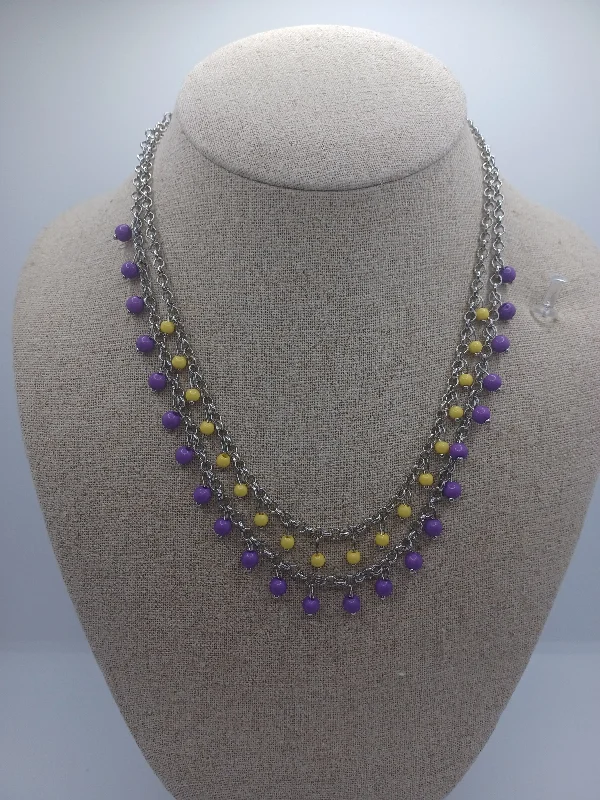 custom necklaces for women -Yellow & Purple Layered Beaded Necklace