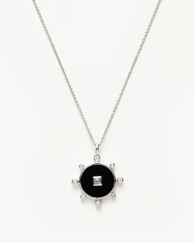 affordable gold necklaces for women -Black Onyx Amulet Pendant Necklace | Sterling Silver/Black Onyx