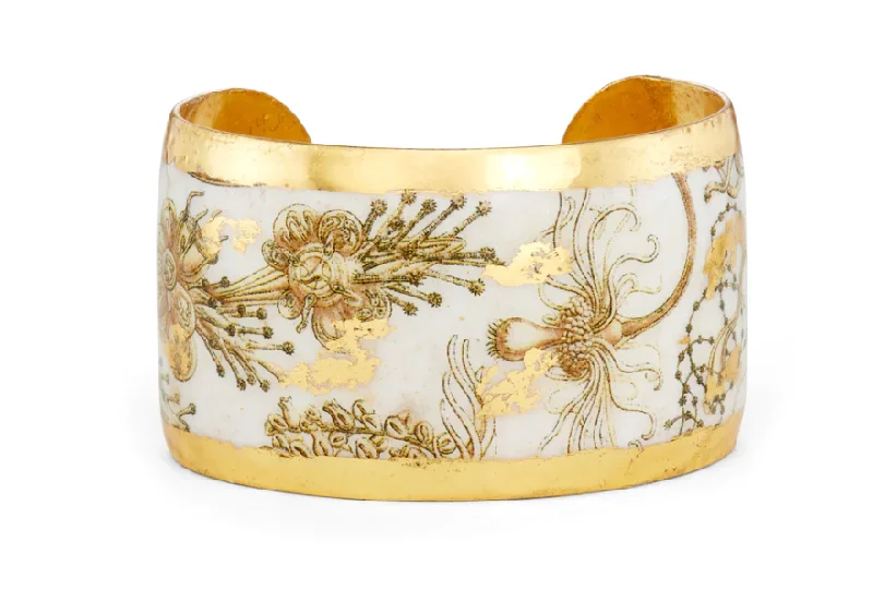 women’s bracelet with charms -women’s bracelet with charms -22K Gold Leaf Sea Life Sepia Cuff Bracelet by Evocateur