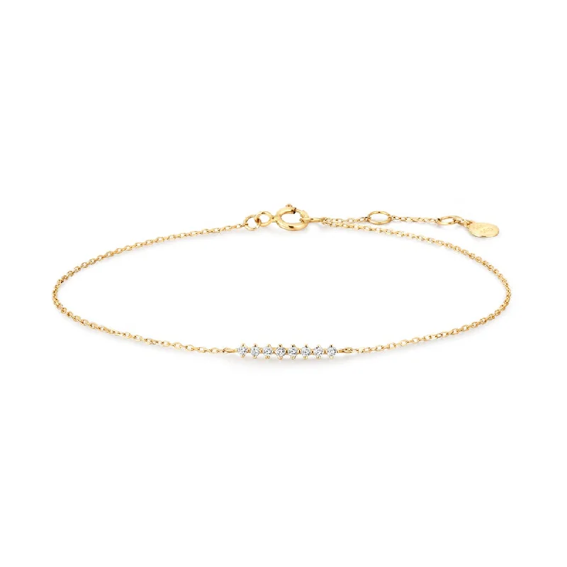 elegant gold bangles for women -elegant gold bangles for women -14K Yellow Gold 0.08ctw Round Lab Diamond Wishbone Bracelet by Aurelie Gi