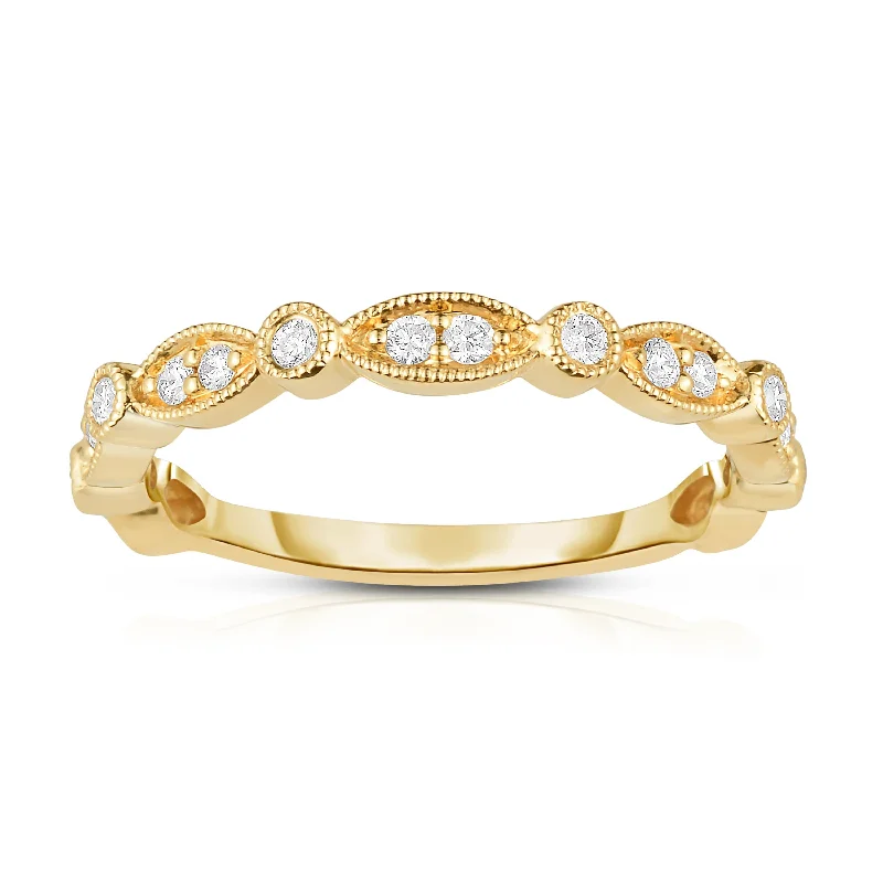 birthstone rings for women -14K Yellow Gold 1/10Ct Diamond  Stackable Band