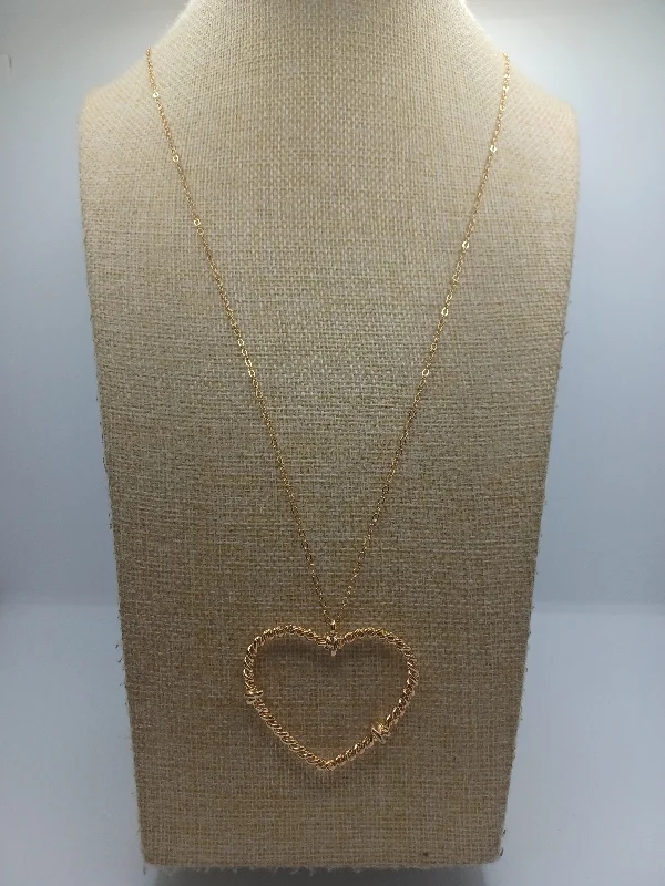 silver chain necklaces for women -Gold Textured Heart Pendant Style Necklace