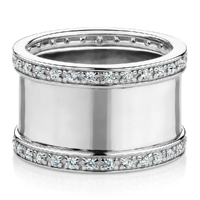 vintage style rings for women -Dress ring with 0.9 carats* of diamond simulants in sterling silver