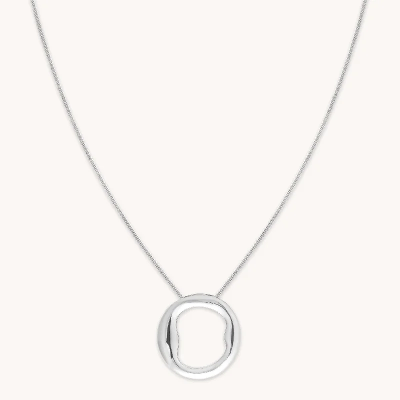 long necklaces for women -O Initial Bold Pendant Necklace in Silver