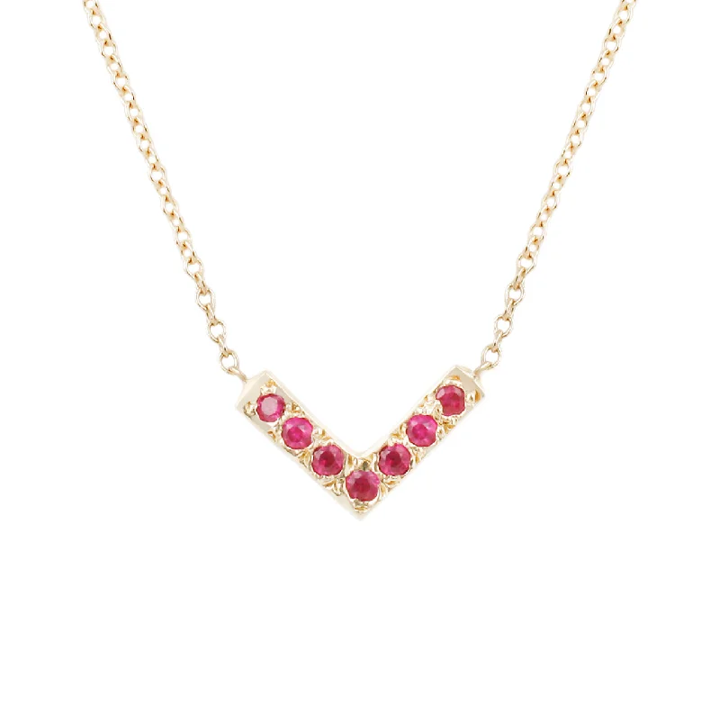 luxury necklaces for women -Open Triangle Necklace-Ruby