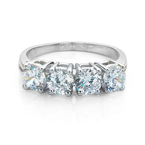 elegant rings for women -Dress ring with 1.84 carats* of diamond simulants in 10 carat white gold