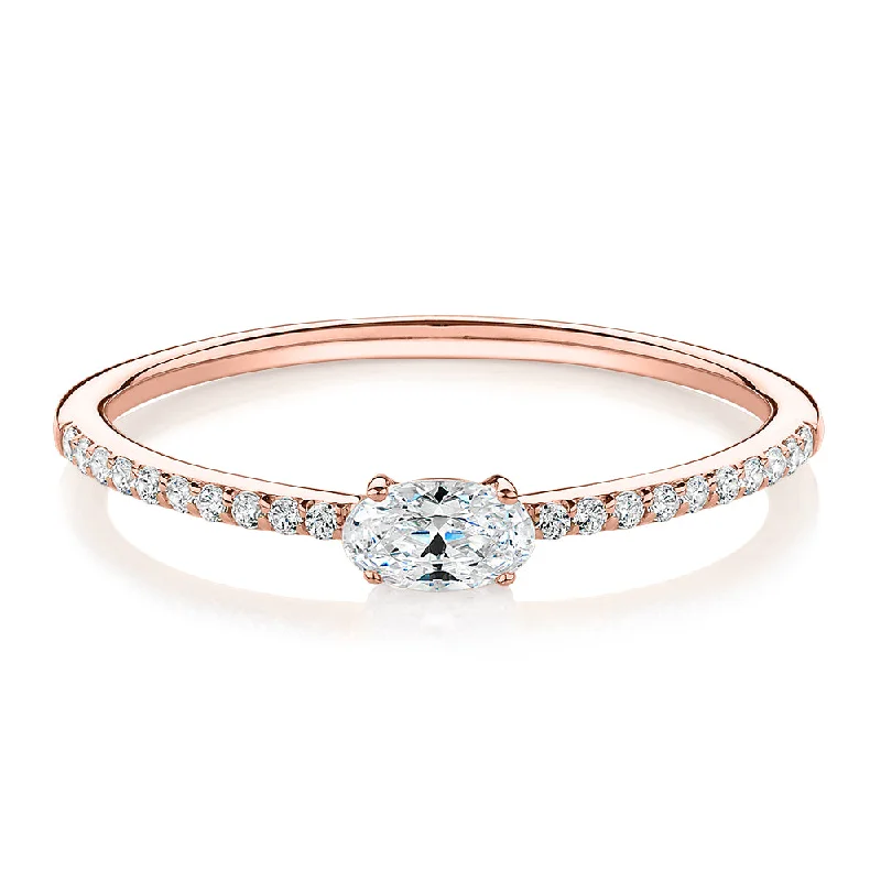 luxury gold rings -Dress ring with 0.31 carats* of diamond simulants in 10 carat rose gold