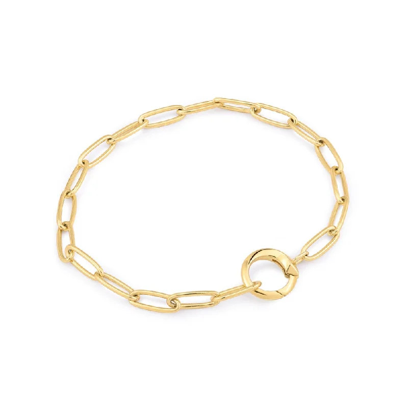 gemstone bracelets for women -gemstone bracelets for women -Yellow Gold Plated Charm Connector Link Bracelet by Ania Haie