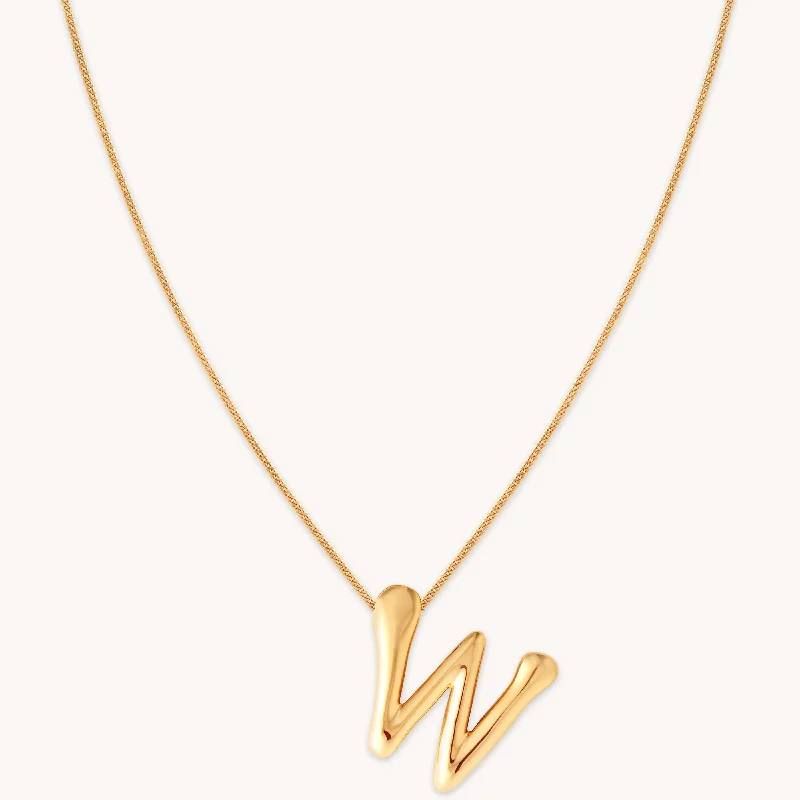 unique crystal necklaces for women -W Initial Bold Pendant Necklace in Gold