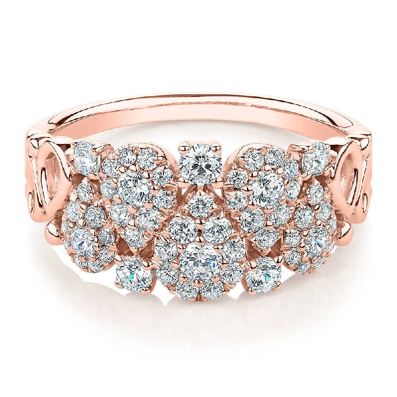 stackable diamond rings -Celeste Dress ring with 0.96 carats* of diamond simulants in 10 carat rose gold