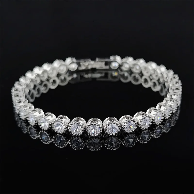 women’s bangles with gemstones -women’s bangles with gemstones -Luxurious 4mm Round CZ Tennis Bracelet