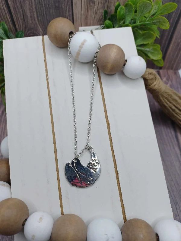 delicate necklaces for women -Silver Sloth Necklace