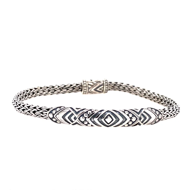 gold bracelets for women -gold bracelets for women -Sterling Silver Tribal Design Adang Bar Bracelet by Samuel B.