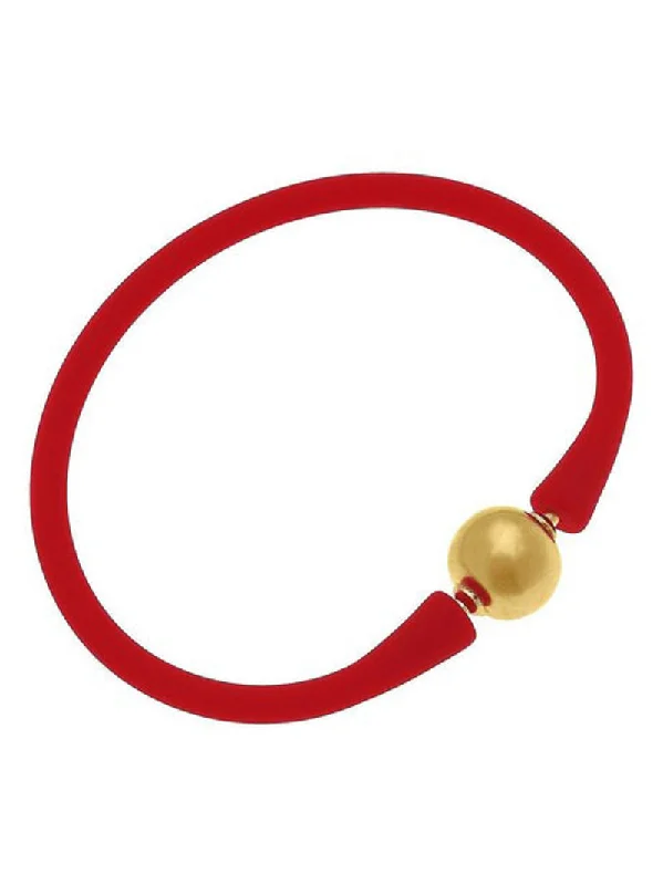 multi-colored bracelets for women -multi-colored bracelets for women -Bali Bracelet Gold Ball Bead - Red