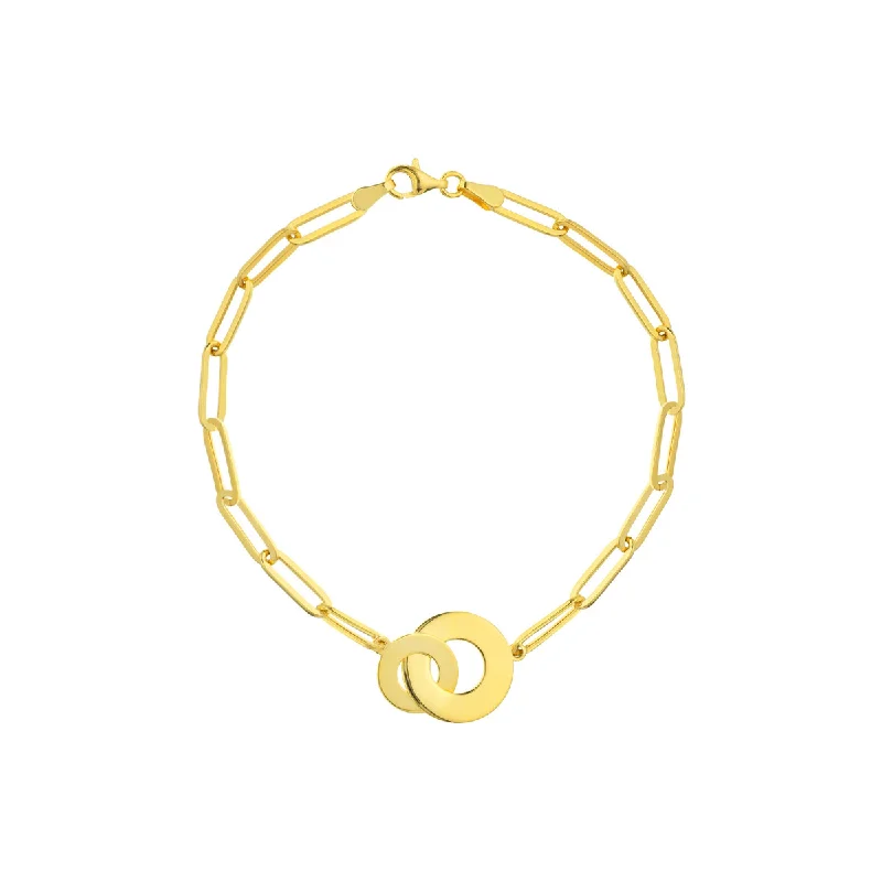 colorful bracelets for women -colorful bracelets for women -14K Yellow Gold Interlocking Circles Paperclip Chain Bracelet by Midas Chain