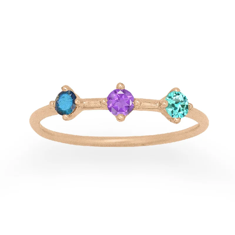 women’s birthstone rings -Orion's Belt Ring, Aquarius