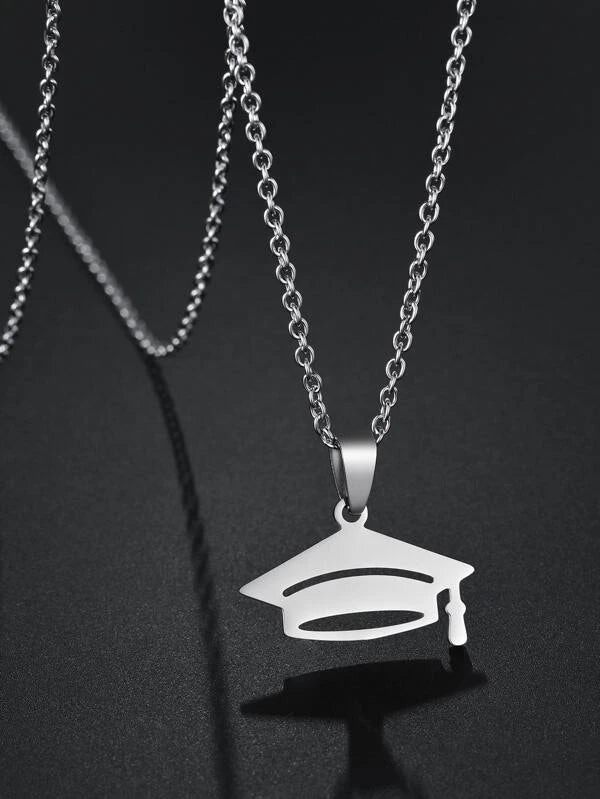 personalized engraved necklaces for women -Silver Graduation Cap Necklace