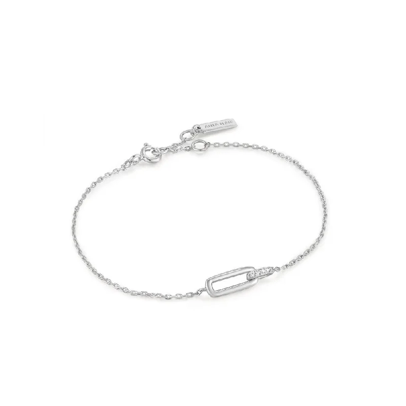 chunky bangles for women -chunky bangles for women -Sterling Silver Cubic Zirconia Interlocking Link Bracelet by Ania Haie