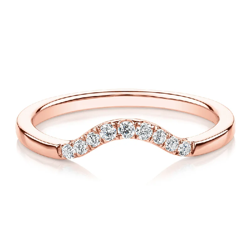 engraved rings for women -Wedding or eternity band in 10 carat rose gold