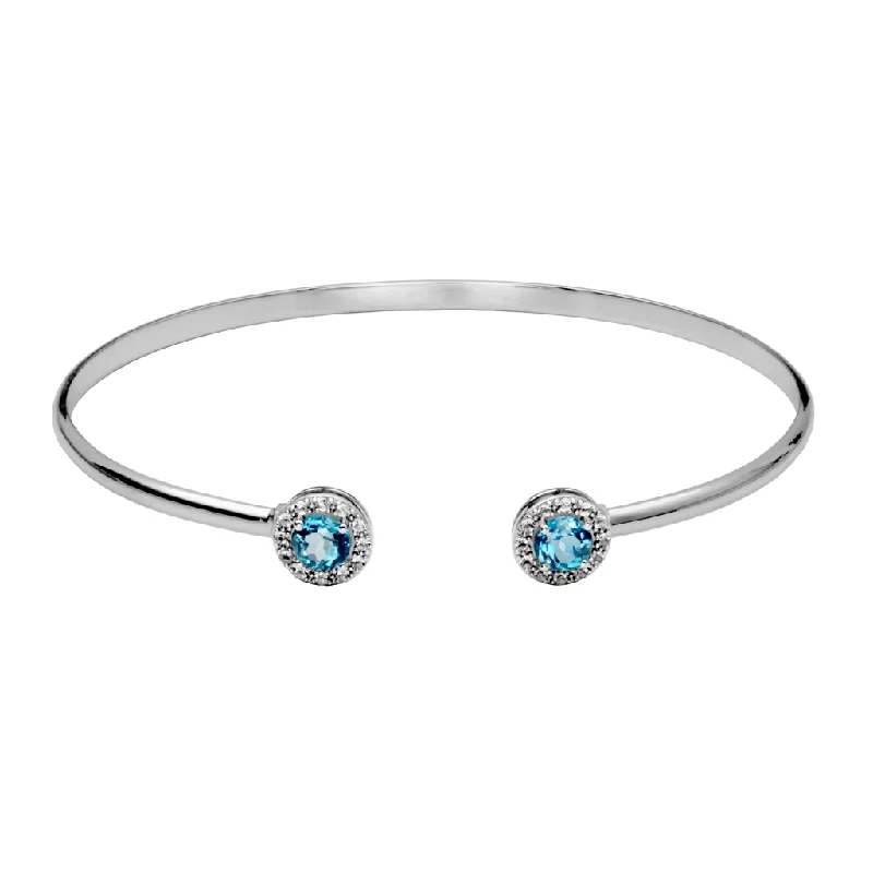 timeless bangles for women -timeless bangles for women -Sterling Silver London Blue Topaz & White Topaz Halo Cuff Bracelet by Samuel B.