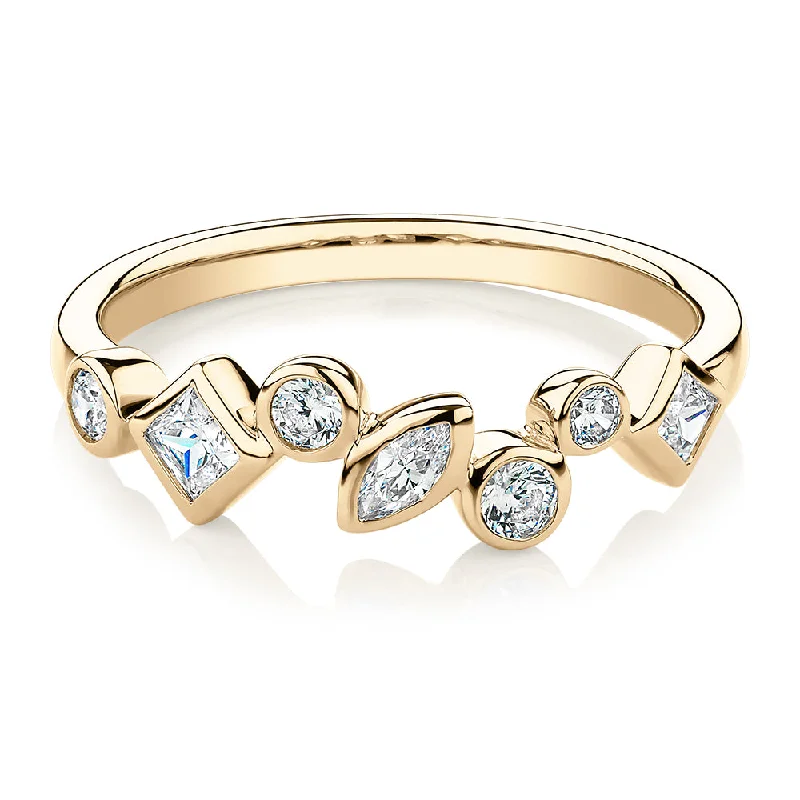 stylish rings for women -Dress ring with 0.48 carats* of diamond simulants in 10 carat yellow gold