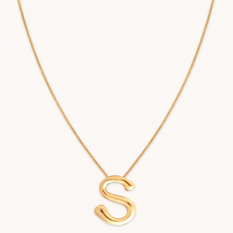 affordable necklaces for women -S Initial Bold Pendant Necklace in Gold