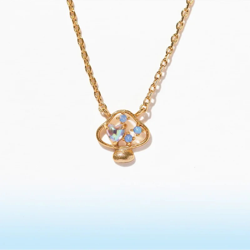 custom gold necklaces for women -Blue Shroom Necklace