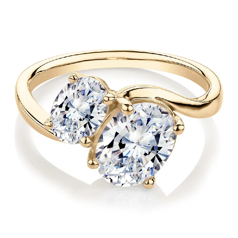 chunky rings for women -Dress ring with 2.62 carats* of diamond simulants in 10 carat yellow gold