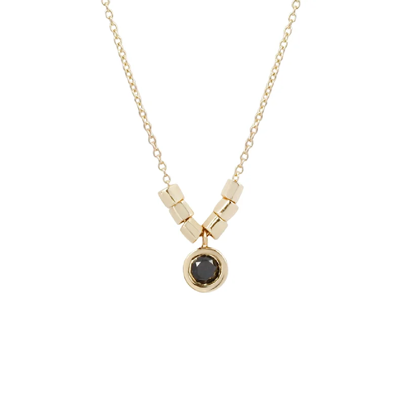 long chain necklaces for women -Black diamond pebble necklace