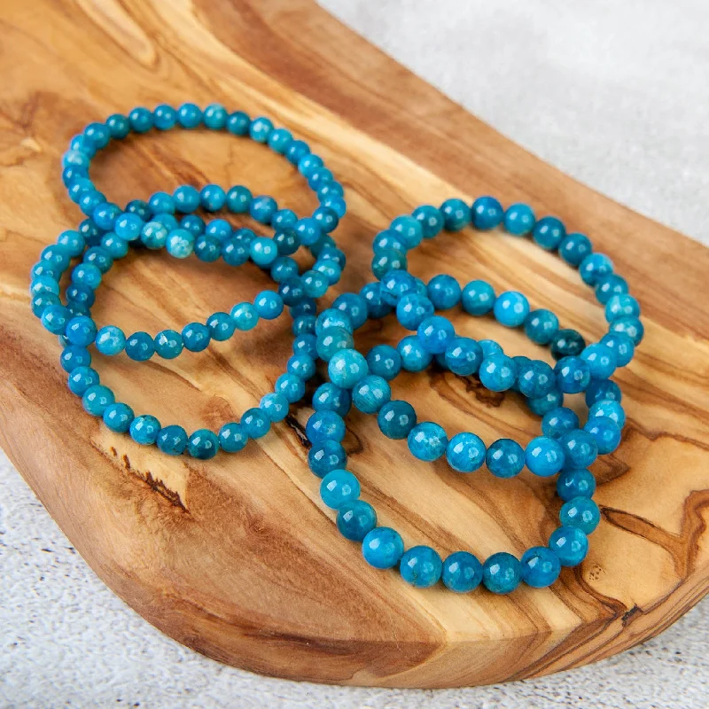 stackable silver bangles -stackable silver bangles -Blue Apatite Beaded Bracelet