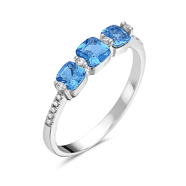 fashion rings for women -Blue Topaz And Diamond Fashion Ring