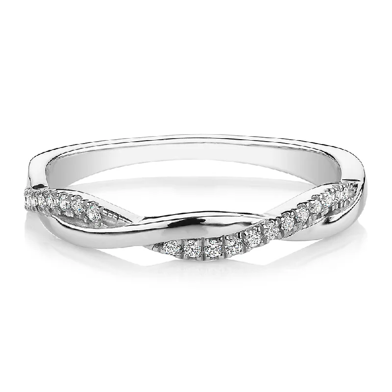 heart-shaped rings for women -Round Brilliant wedding or eternity band in 14 carat white gold