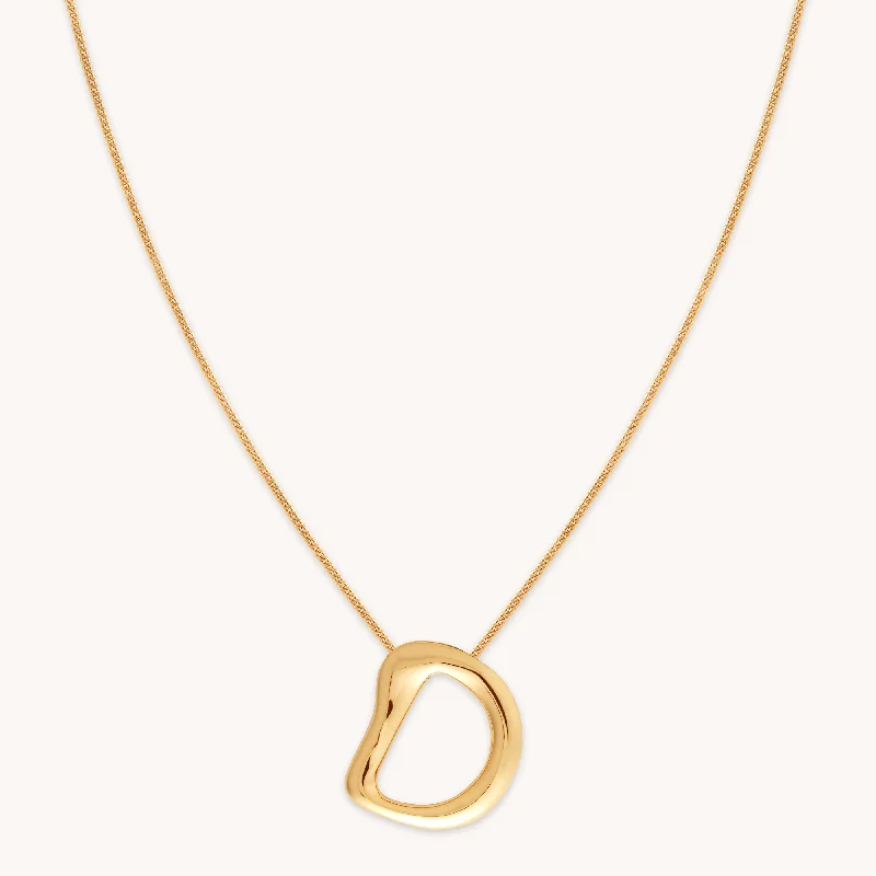 fashion chain necklaces for women -D Initial Bold Pendant Necklace in Gold