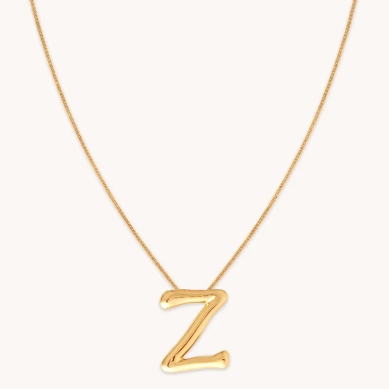 lucky charm necklaces for women -Z Initial Bold Pendant Necklace in Gold