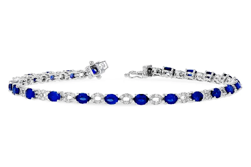 fashionable charm bracelets -fashionable charm bracelets -14K White Gold 9.70ctw Oval Blue Sapphire & Diamond Tennis Bracelet by Allison Kaufman