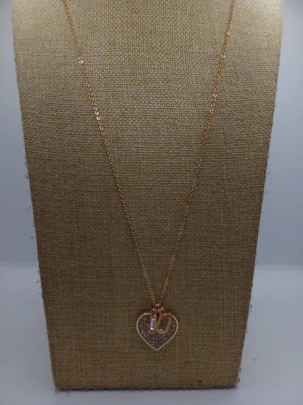 fashion-forward necklaces for women -I <3 U Gold Necklace