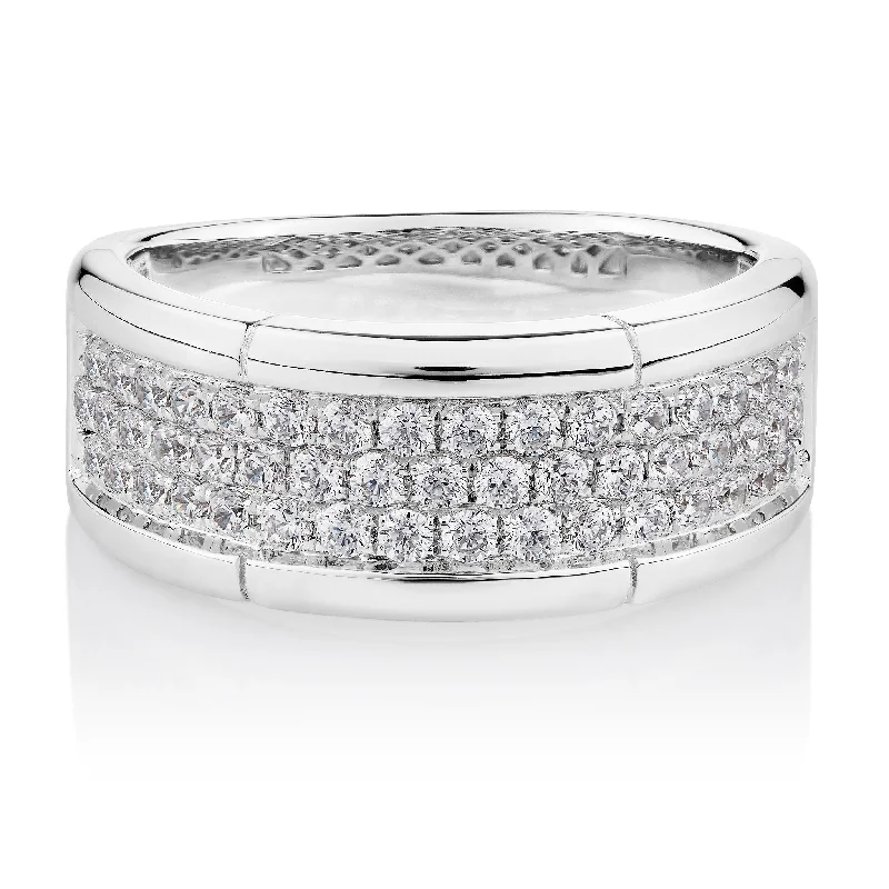 silver eternity rings for women -Dress ring with 0.82 carats* of diamond simulants in sterling silver