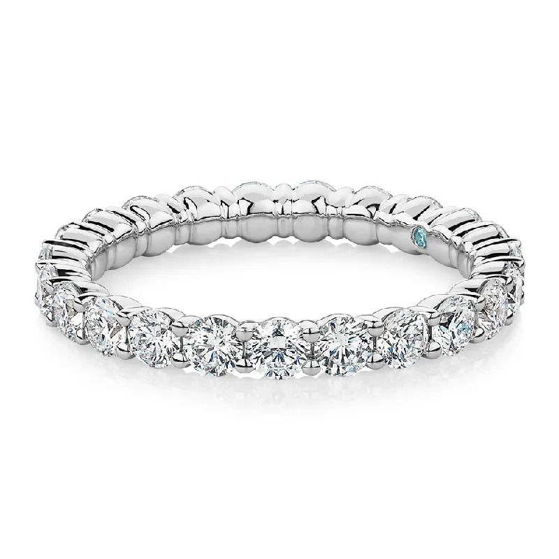 stackable rings for women -Premium Lab-Grown Diamond, 1.86 carat TW round brilliant all-rounder wedding or eternity band in 14 carat white gold