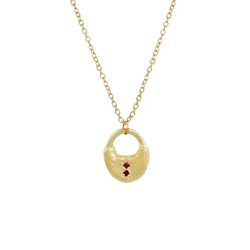 stylish necklaces for women -Padlock rouge