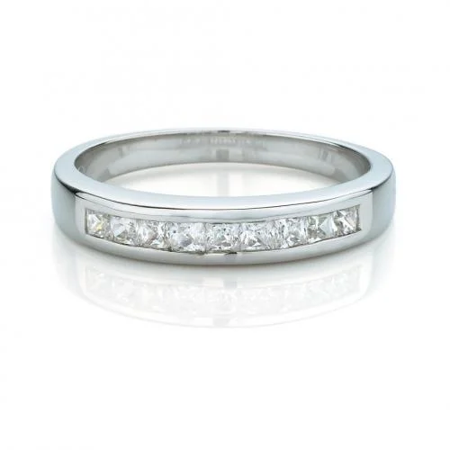 classy gold wedding rings -Princess Channel Set Band in White Gold