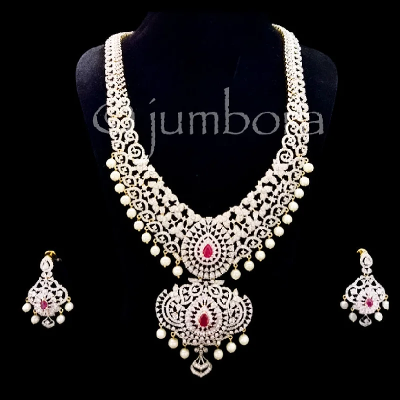 vintage style necklaces for women -Bridal Statement AD Zircon Necklace Set