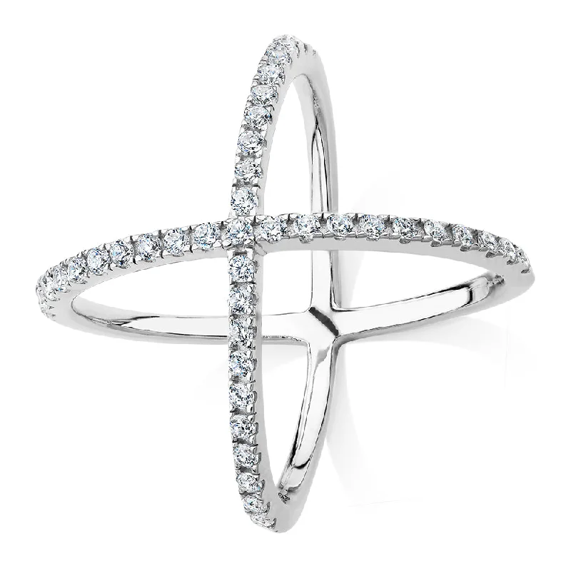 heart-shaped rings for women -Dress ring with 0.45 carats* of diamond simulants in sterling silver