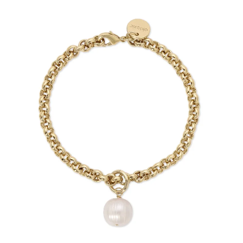 fashionable charm bracelets -fashionable charm bracelets -Micro Royal Chain With Pearl Charm Bracelet