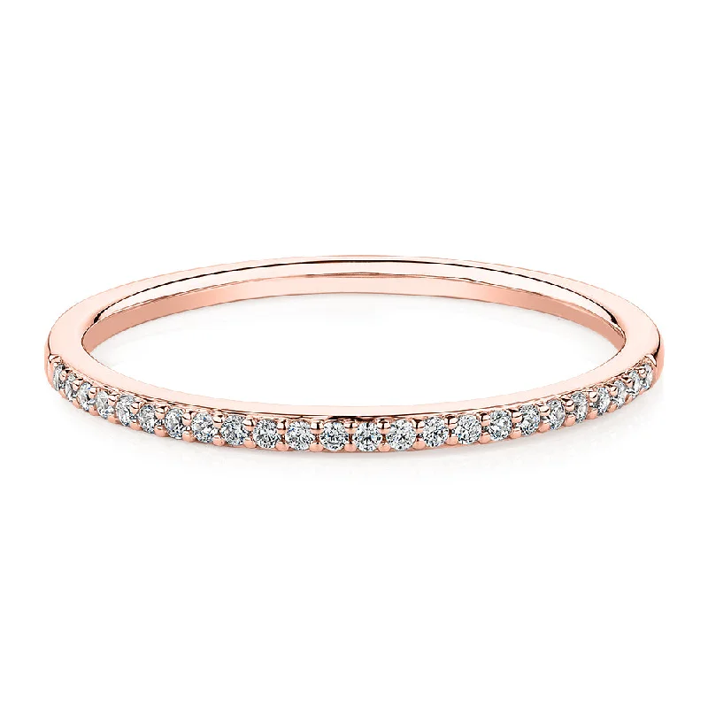 sophisticated rings for women -Round Brilliant wedding or eternity band in 10 carat rose gold