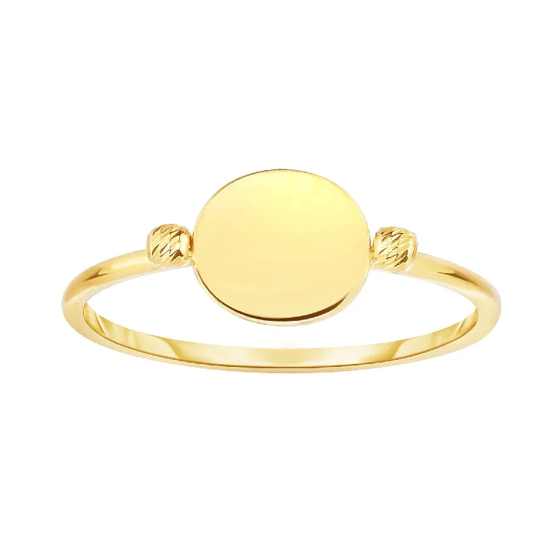 floral rings for women -14kt Yellow Gold Shiny Flat Bead Ring